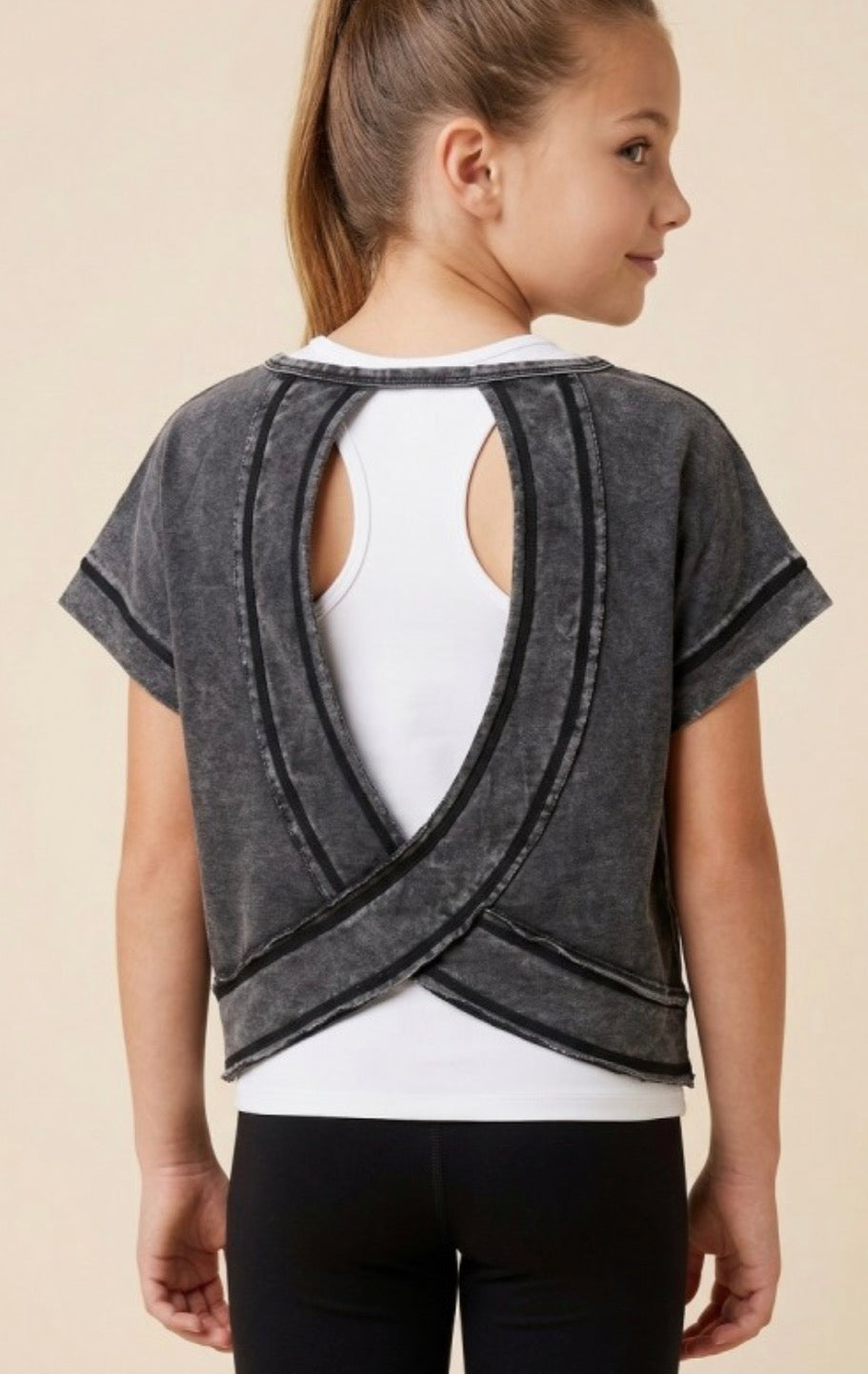 Black Open Tulip Back Tee