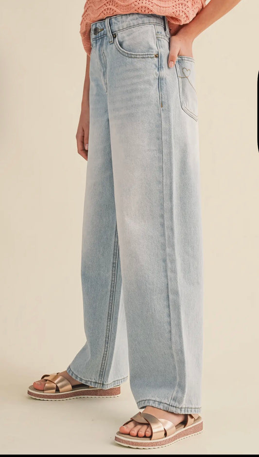 Denim Wide Leg Pants