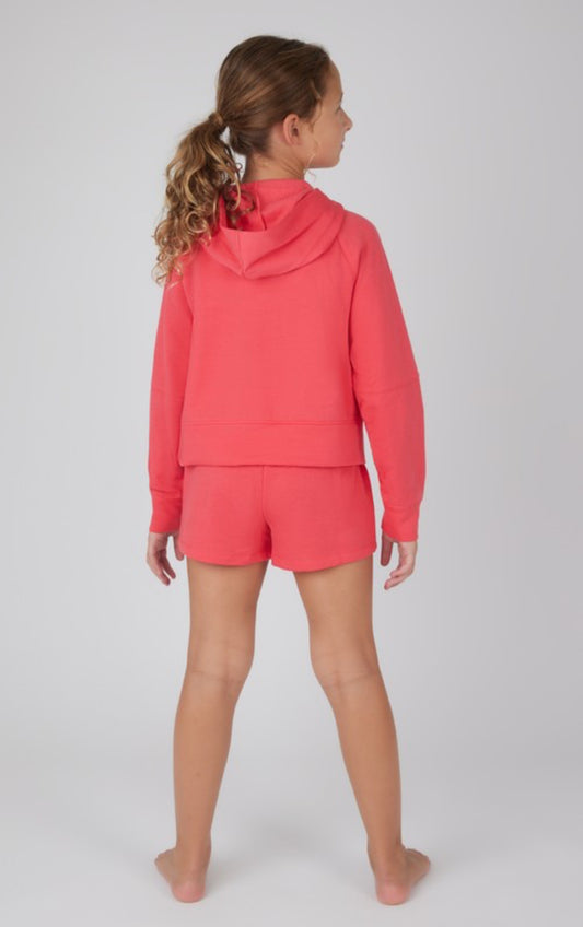 Coral Half Zip Hoodie Short Set