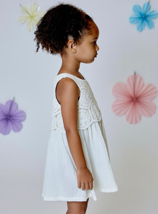 Vanilla Cotton Crochet Dress