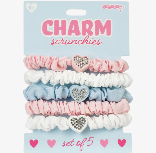 Heart Charm Scrunchie Set