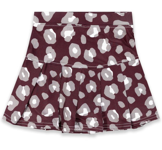 Tennis Skort Maroon Leopard