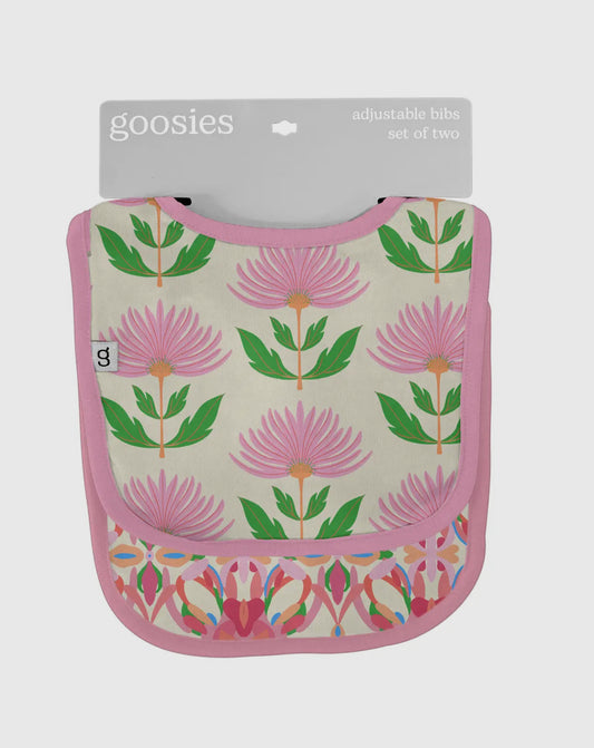 Pink Block Flower Bib Set