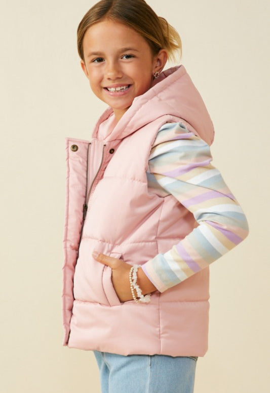 Taupe Hooded Zip Up Vest