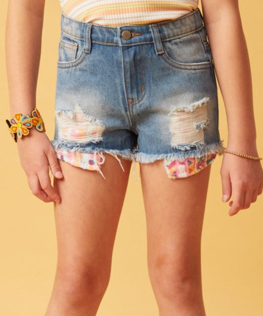 Denim Pocket Distressed Shorts