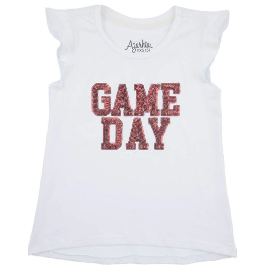Glitter Gameday Flutter Sleeve Tee, Maroon