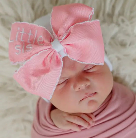 Pink Scallop Bow Little Sis-NB