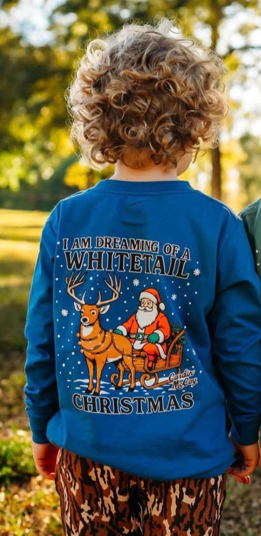 Long Sleeve Cardin McCoy , Blue Whitetail Christmas