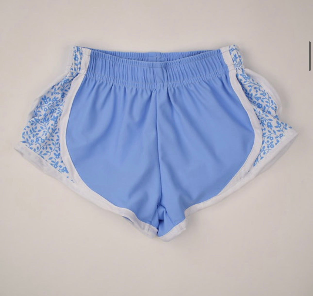 Blue Track Shorts, Blue Floral Sides