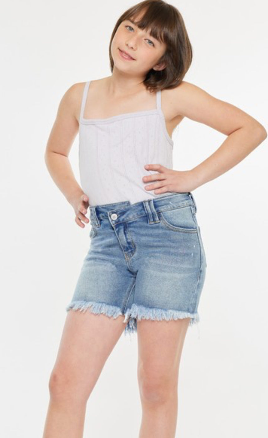 Cross Over Denim Shorts