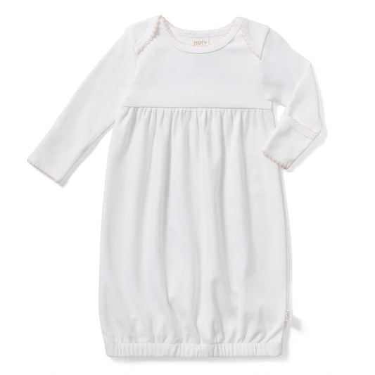 Baby Gown With Overlap Shoulder-Pink Trim