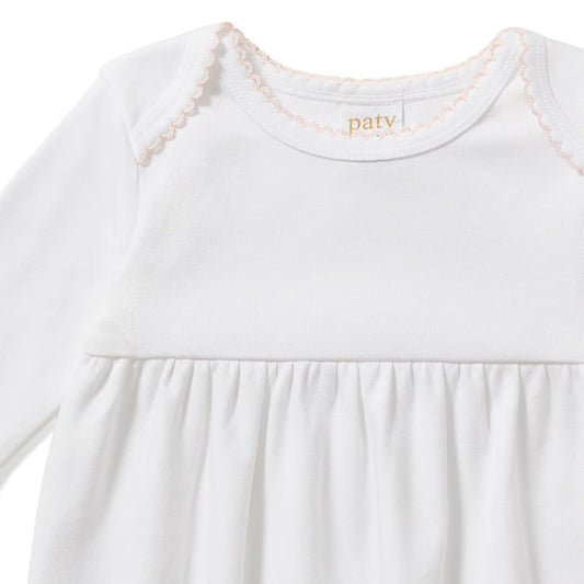 Baby Gown With Overlap Shoulder-Pink Trim