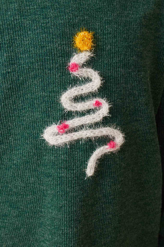 Green Christmas Tree Knit Top