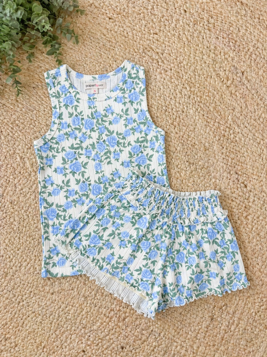 Afterglow Floral Smocked Waistband Skort