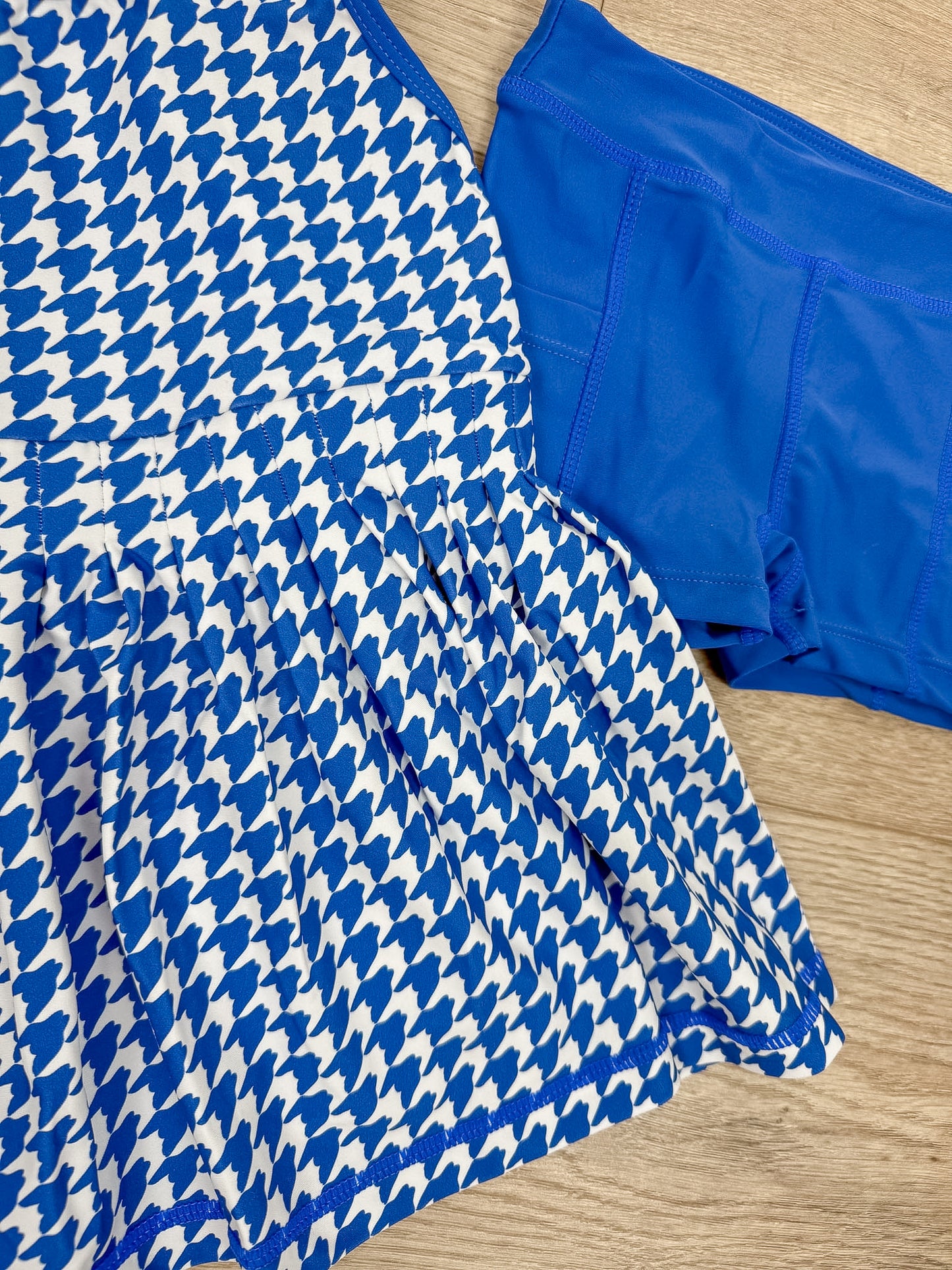 Active Dress & Bike Short Set, VARSITY BLUE HOUNDSTOOTH