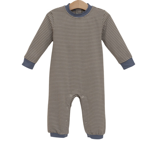 Miller Romper- Beige Stripe/Blue