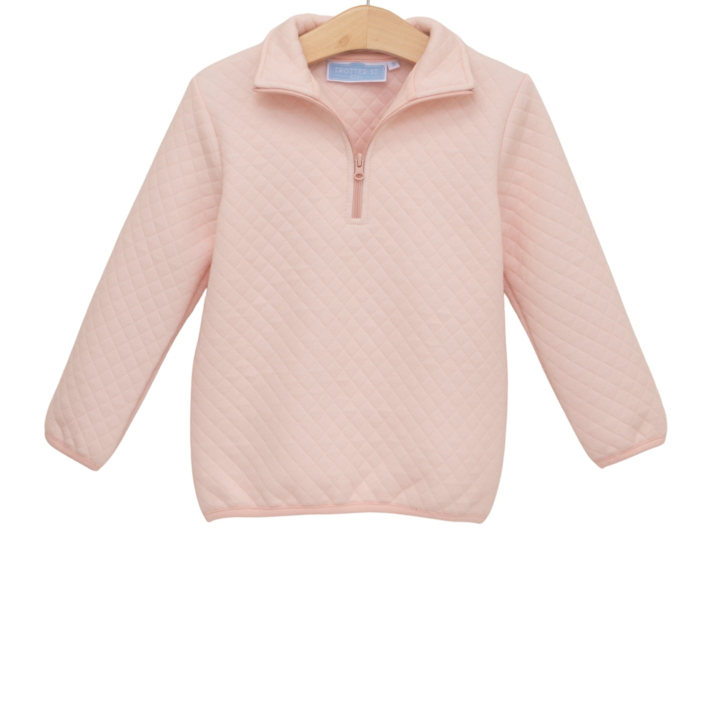 1/4 Zip Quilted Pullover Light Pink