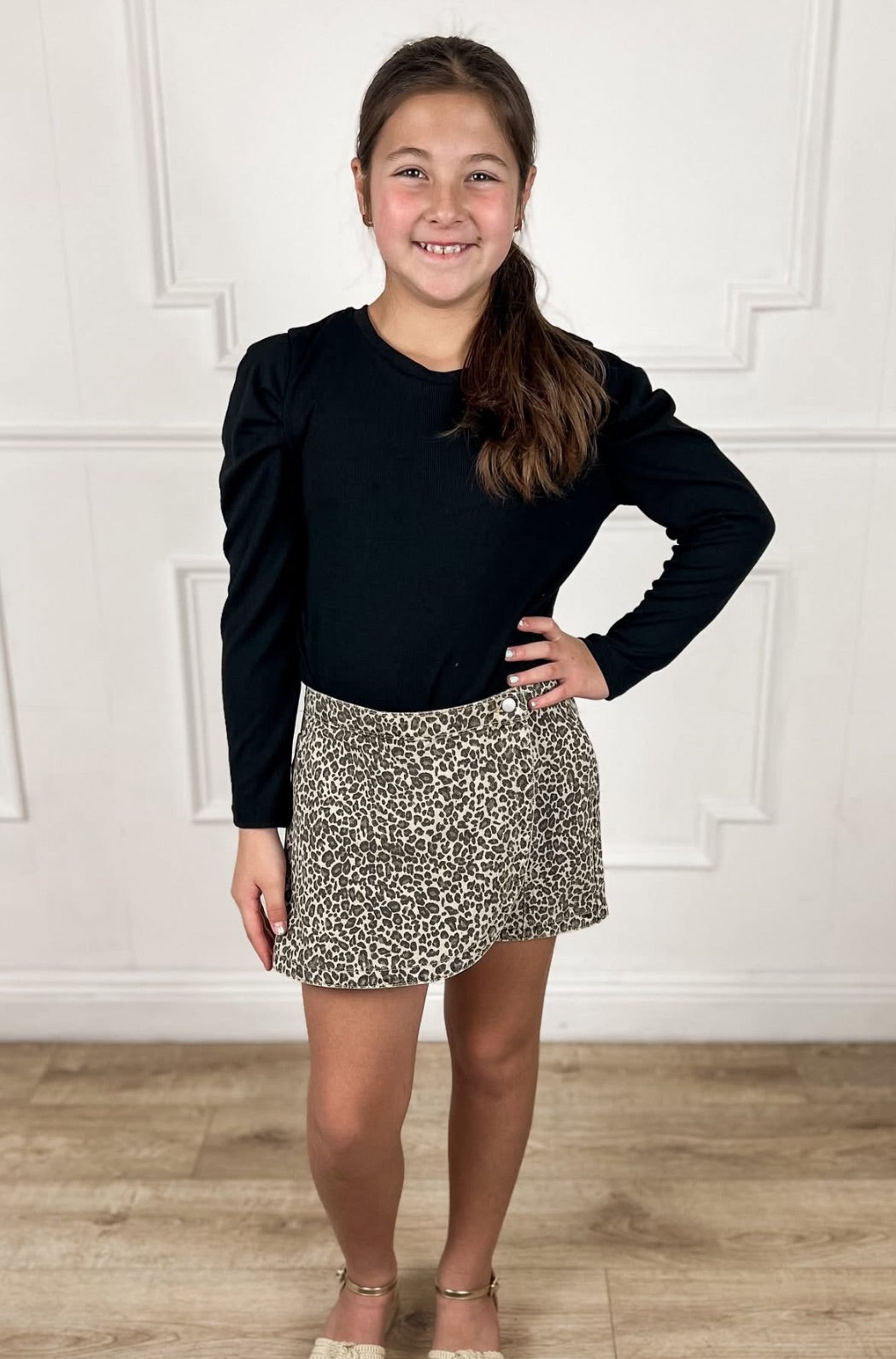 Leopard Denim Skort