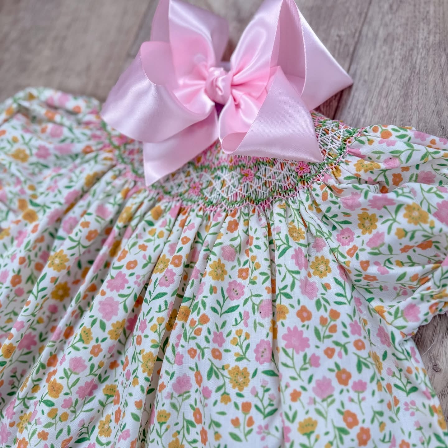 Floral Smocked Bishop Dress