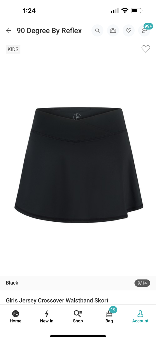 Jersey Crossover Waistband Skort , Black