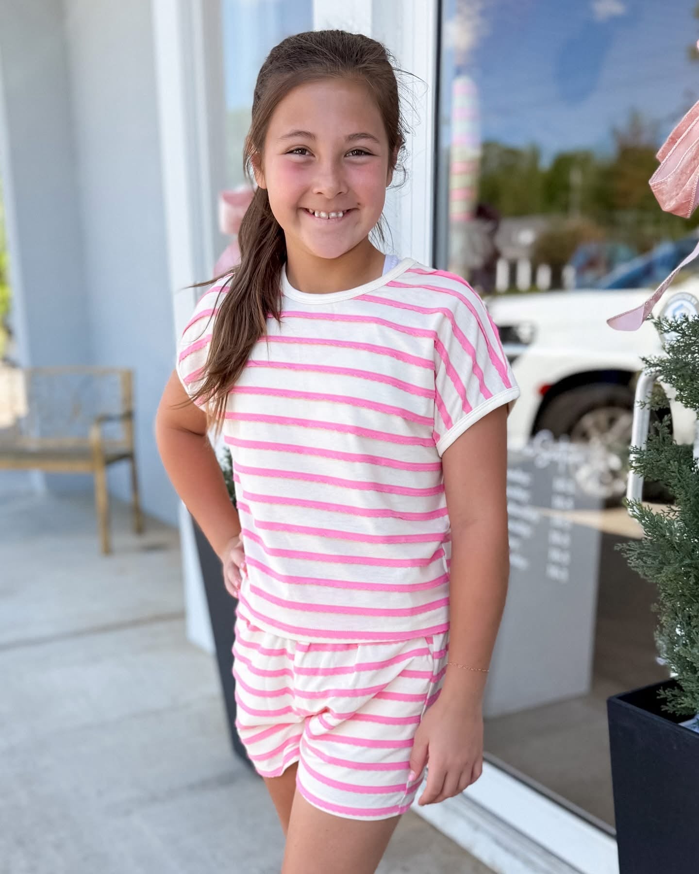 Pink Stripe Knit Top