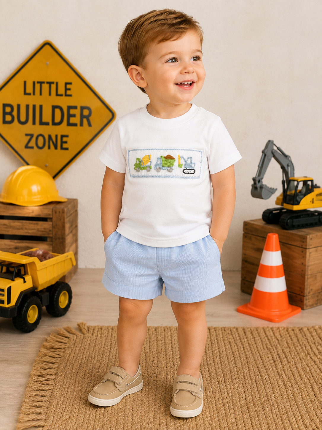 Truck Smocked Short Set