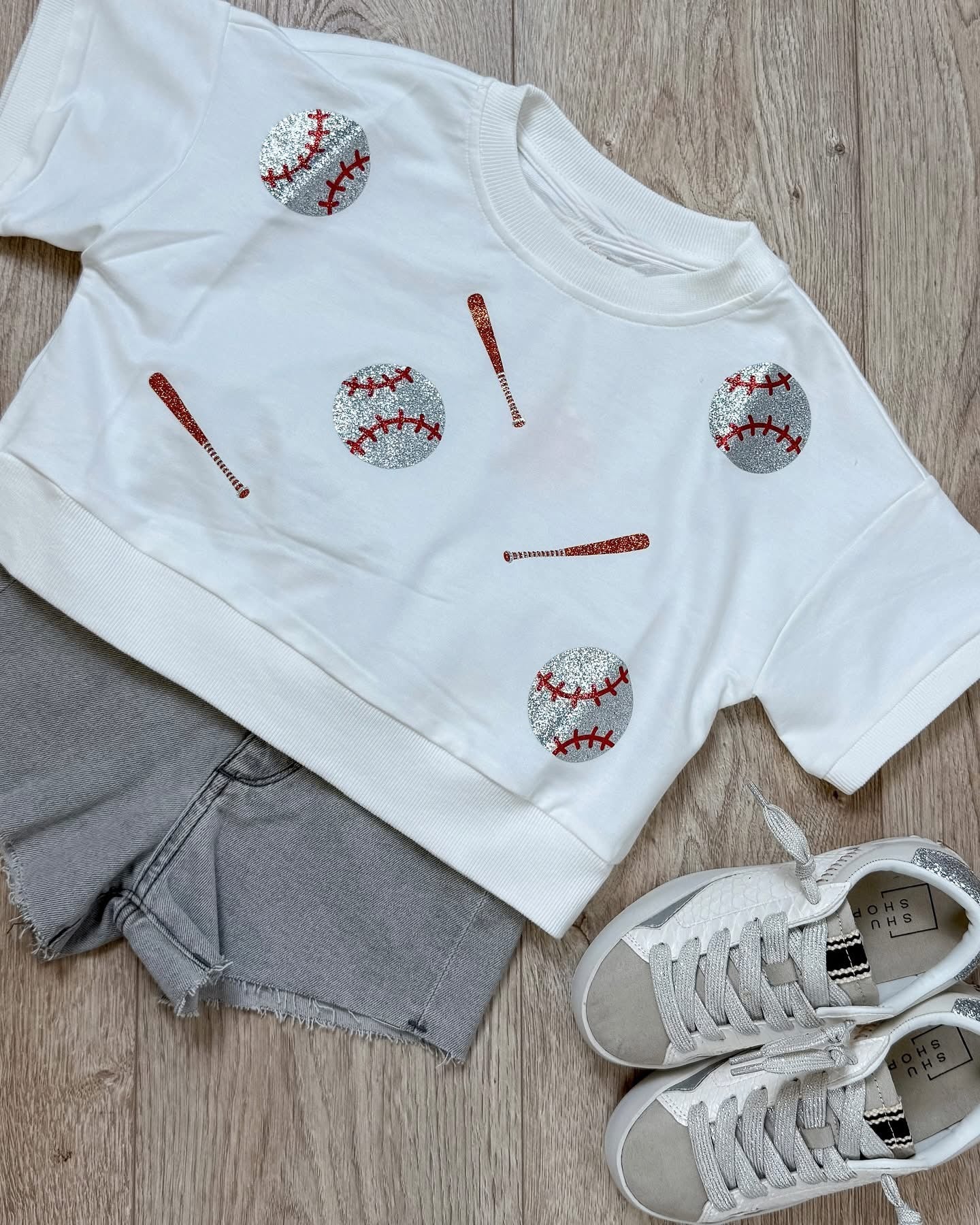 Baseball Glitter Patch Top