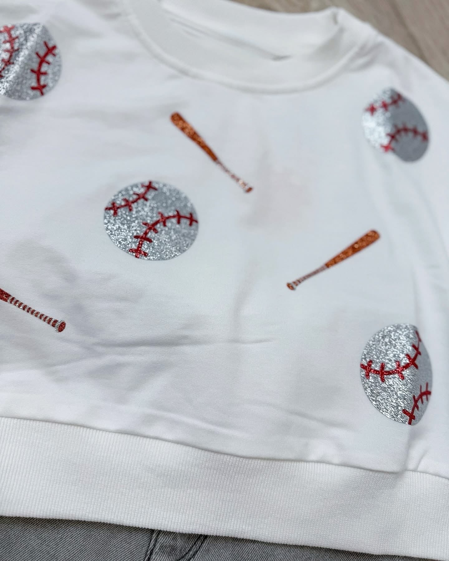 Baseball Glitter Patch Top