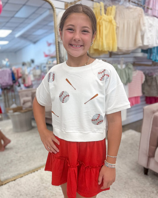 Baseball Glitter Patch Top