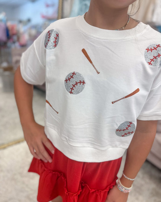 Baseball Glitter Patch Top