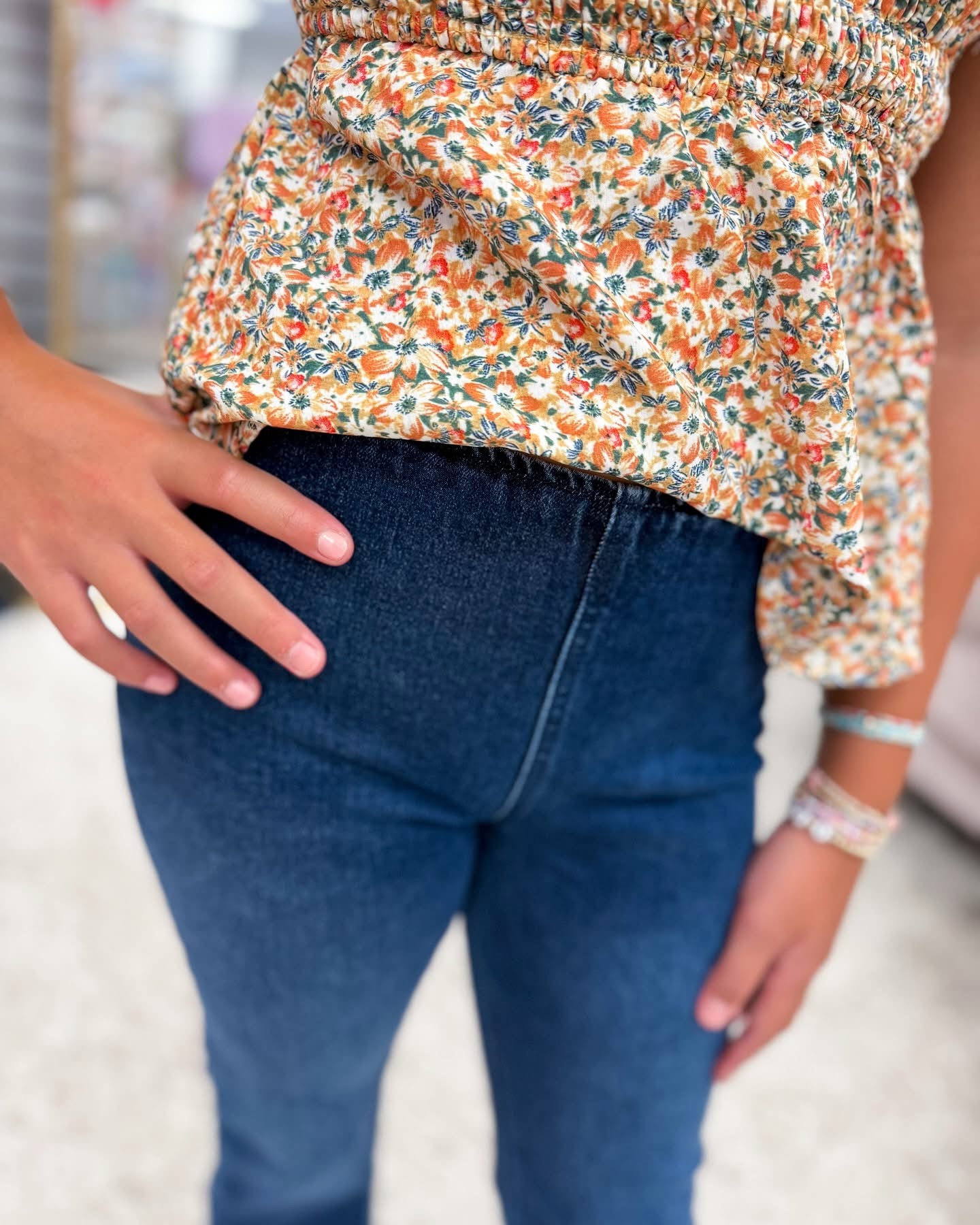 Pull On Flare Jeans-Dark Indigo