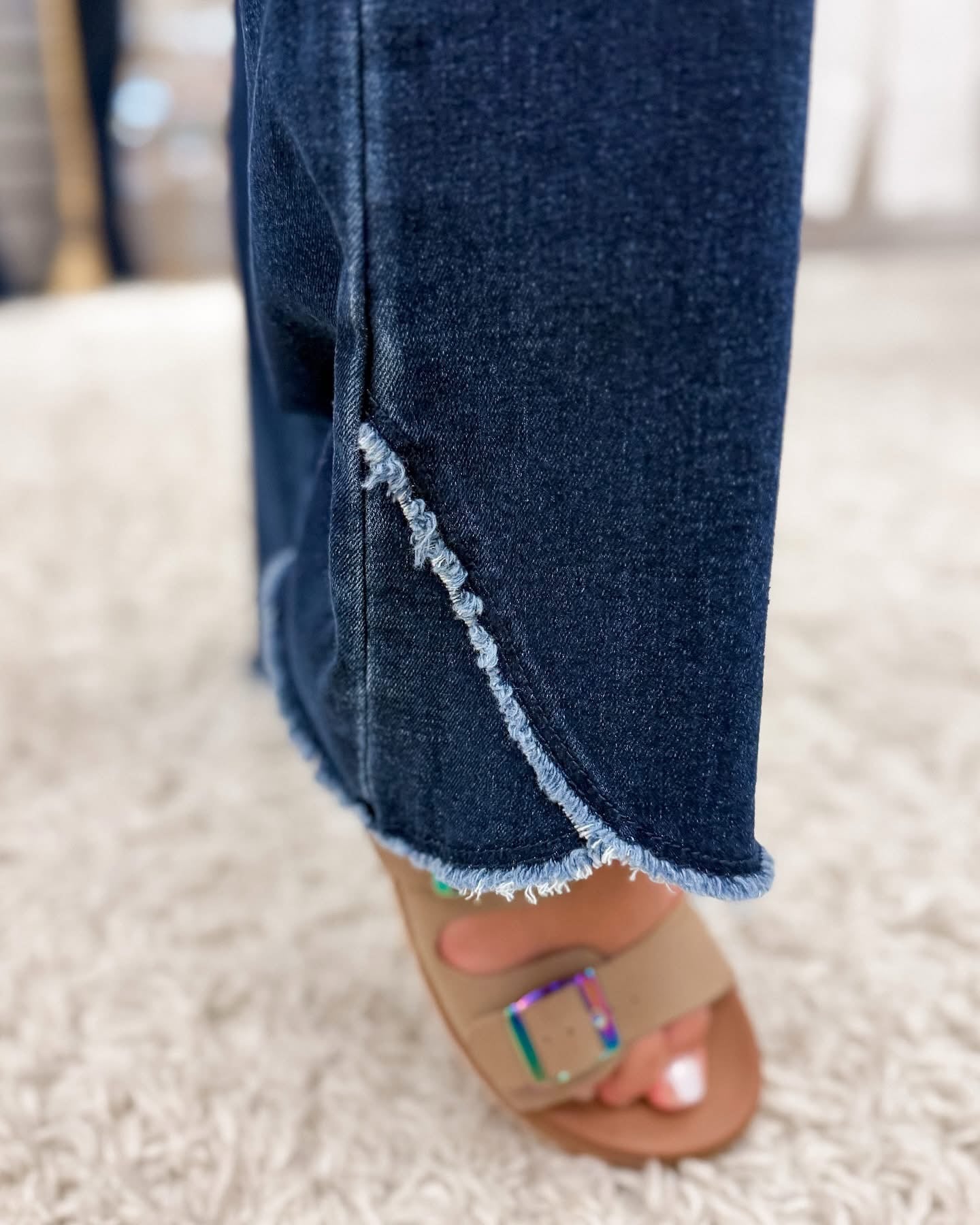 Pull On Flare Jeans-Dark Indigo