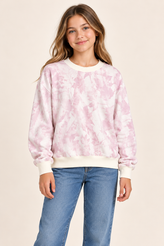 Leaf Printed Fleece Sweatshirt