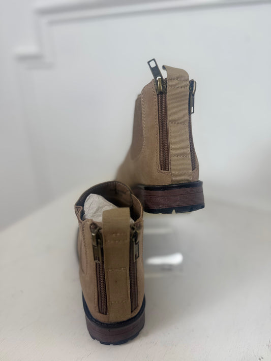 Taupe Elastic Slip On Bootie