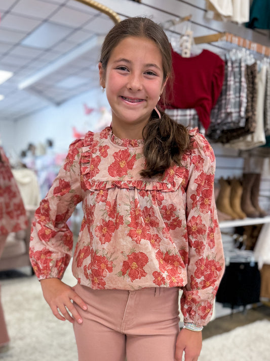 Mauve Floral Long Sleeve Top