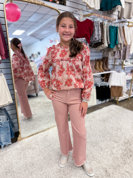 Mauve Floral Long Sleeve Top