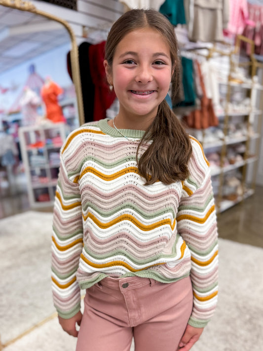Wavy Rib Knit Pullover