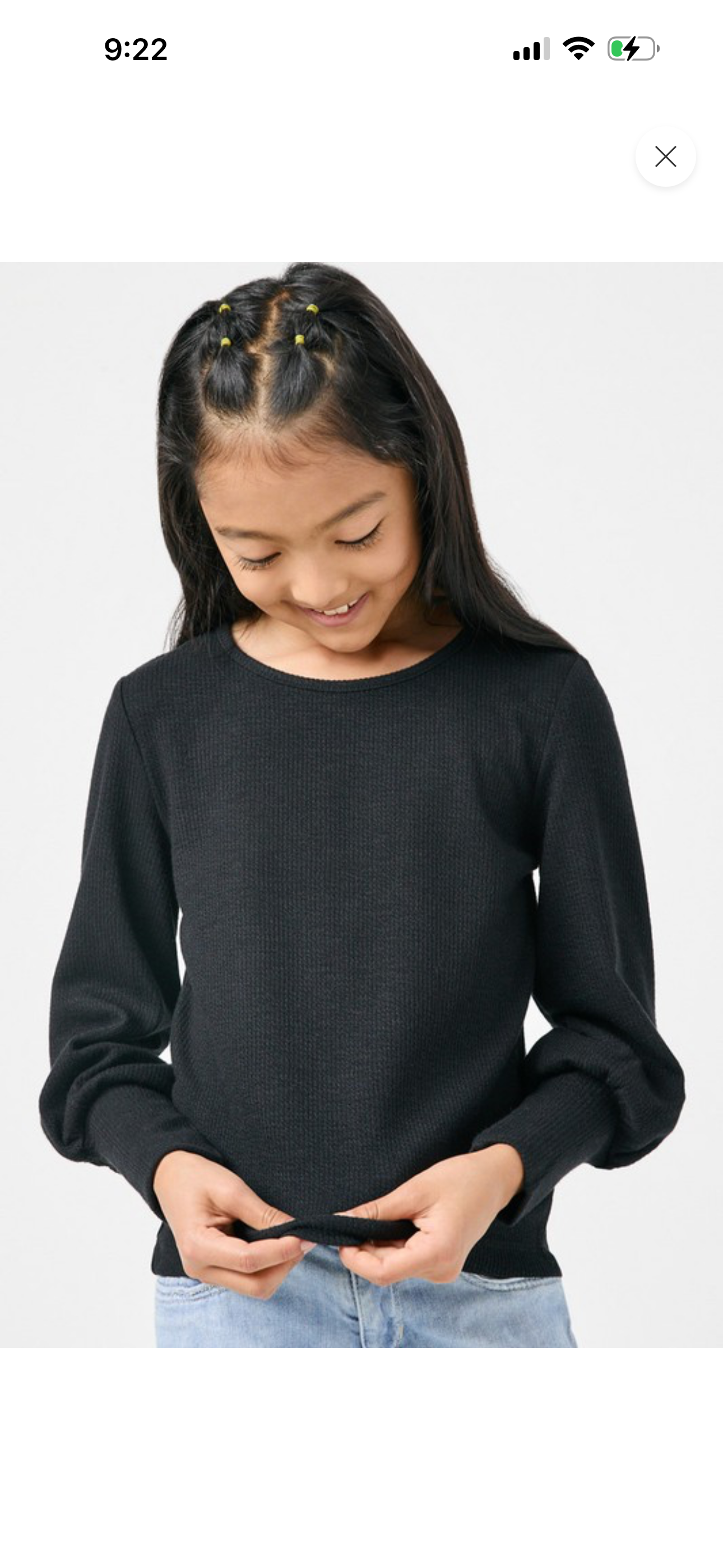 Textured Cuff Knit Top , Black