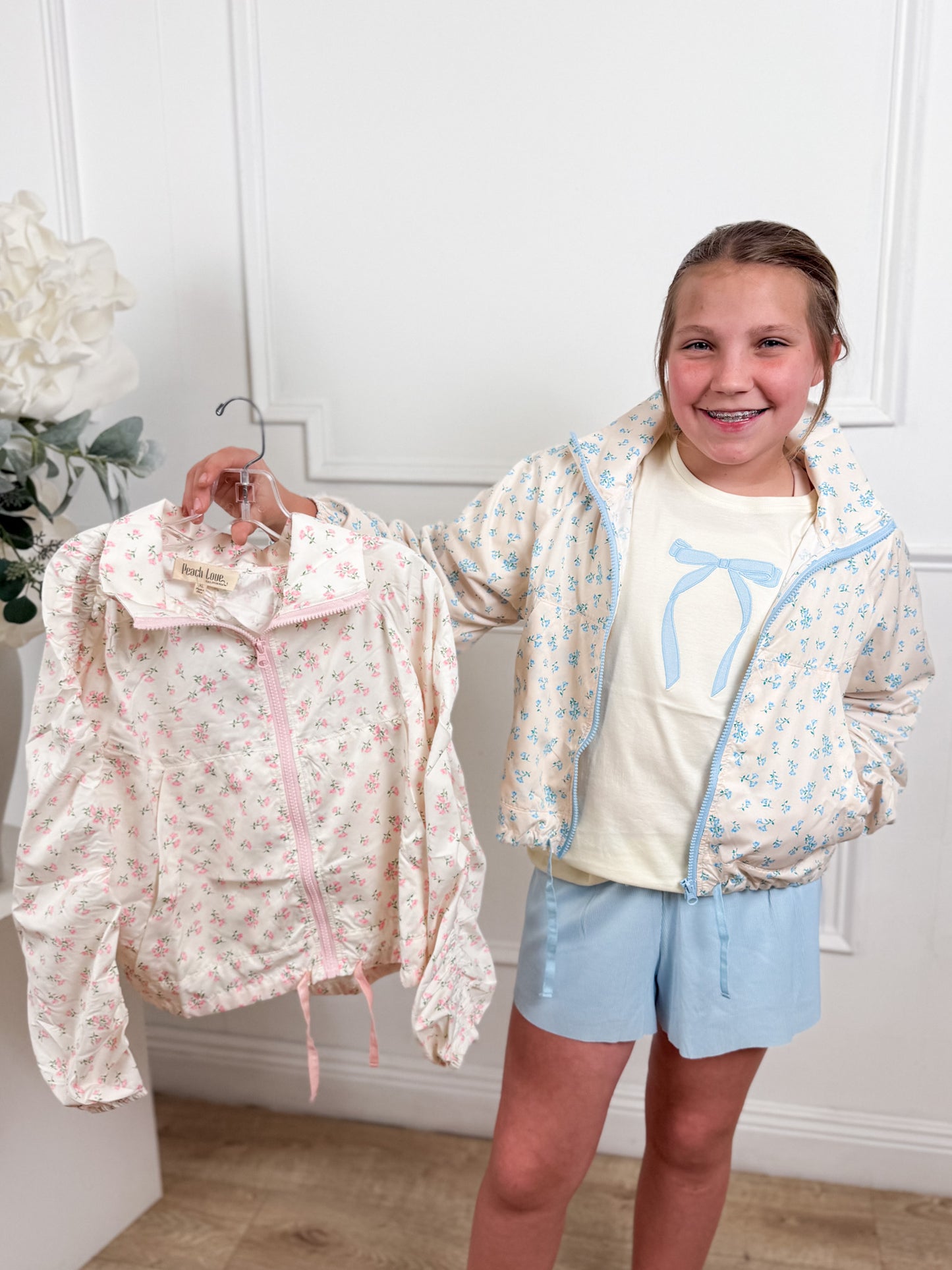 Floral Mesh lace Windbreaker, Pink Floral