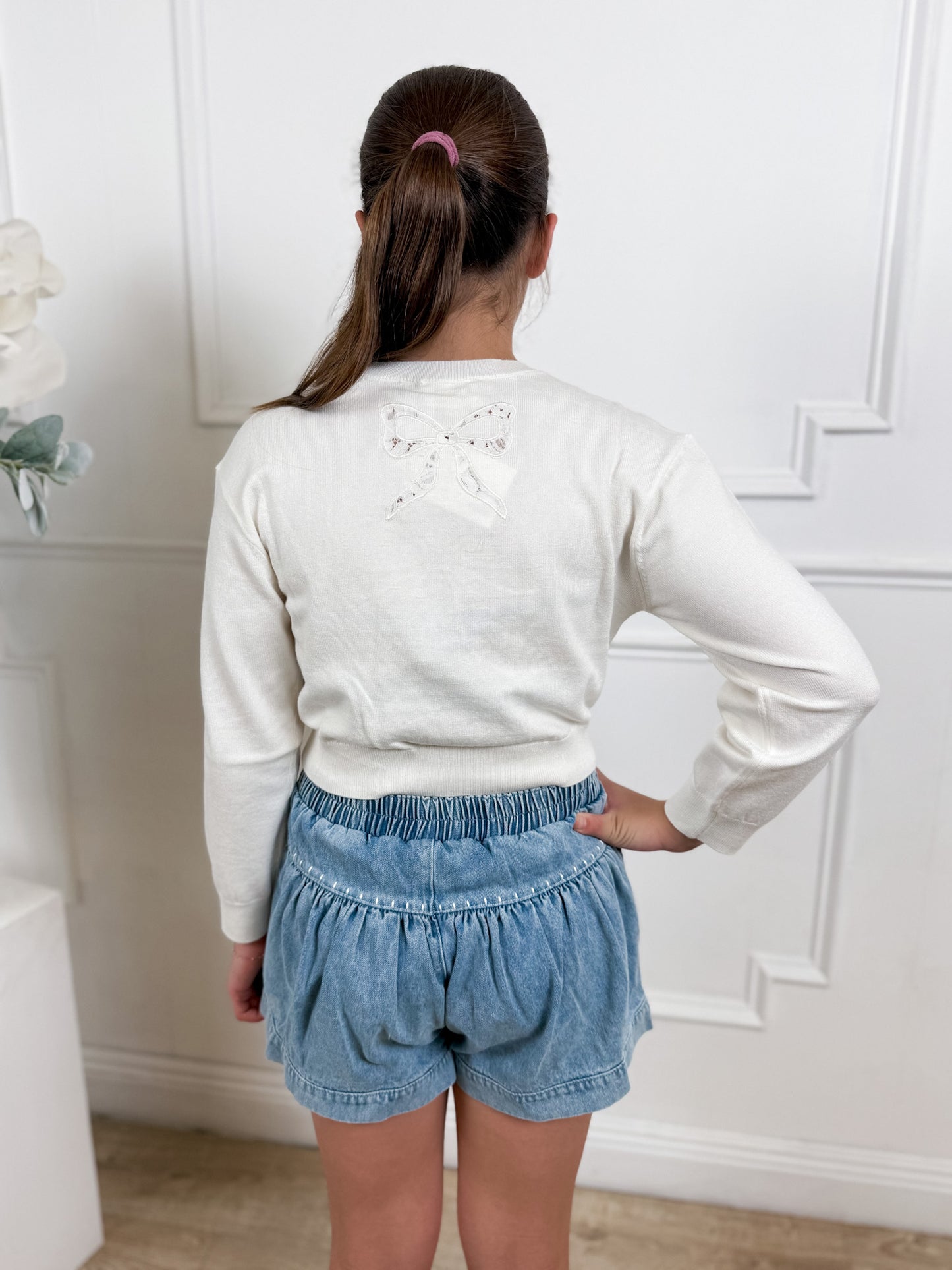 Bow Lace Cropped Sweater