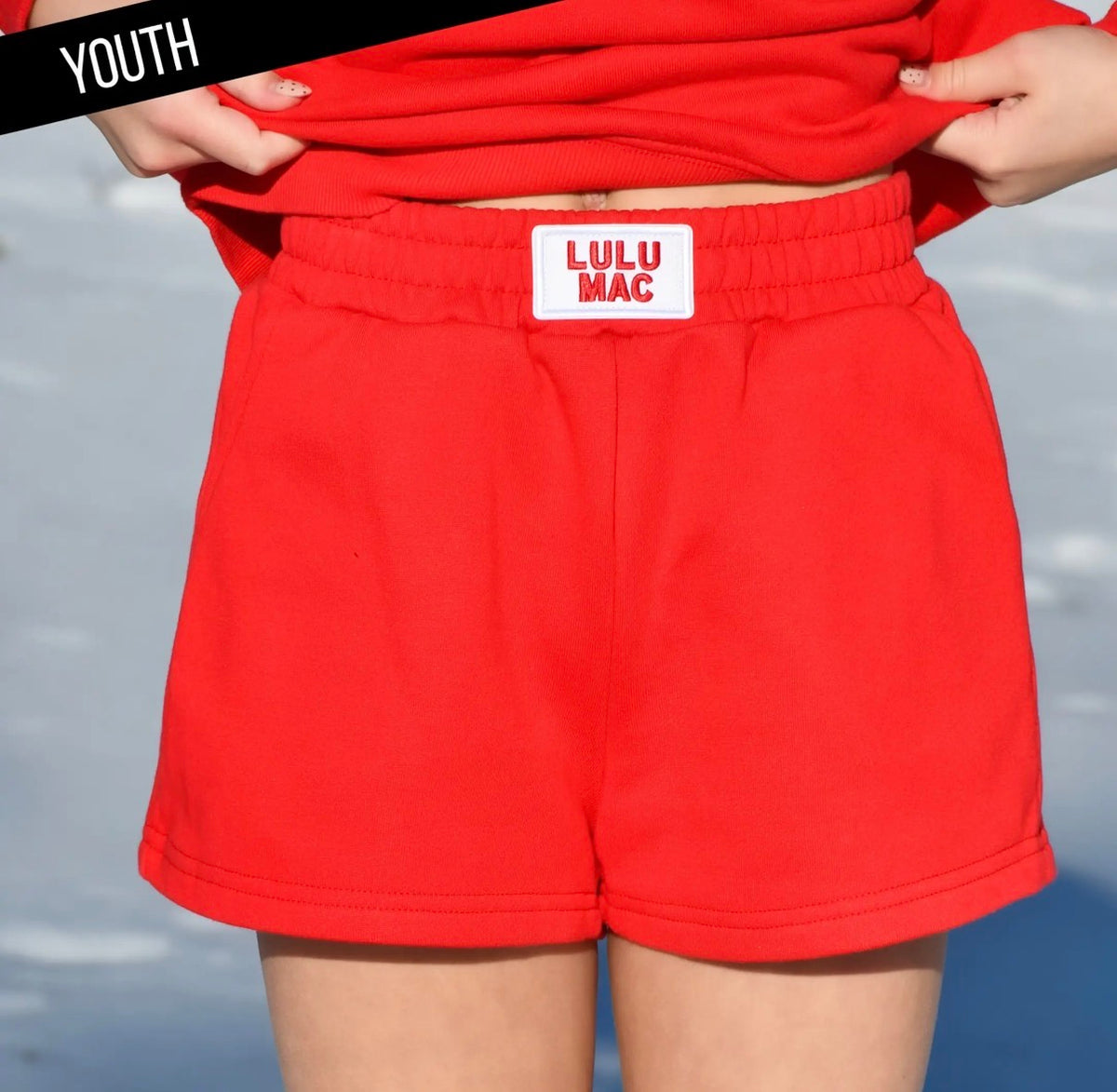 Lulu Mac Terry Cloth Shorts, Red