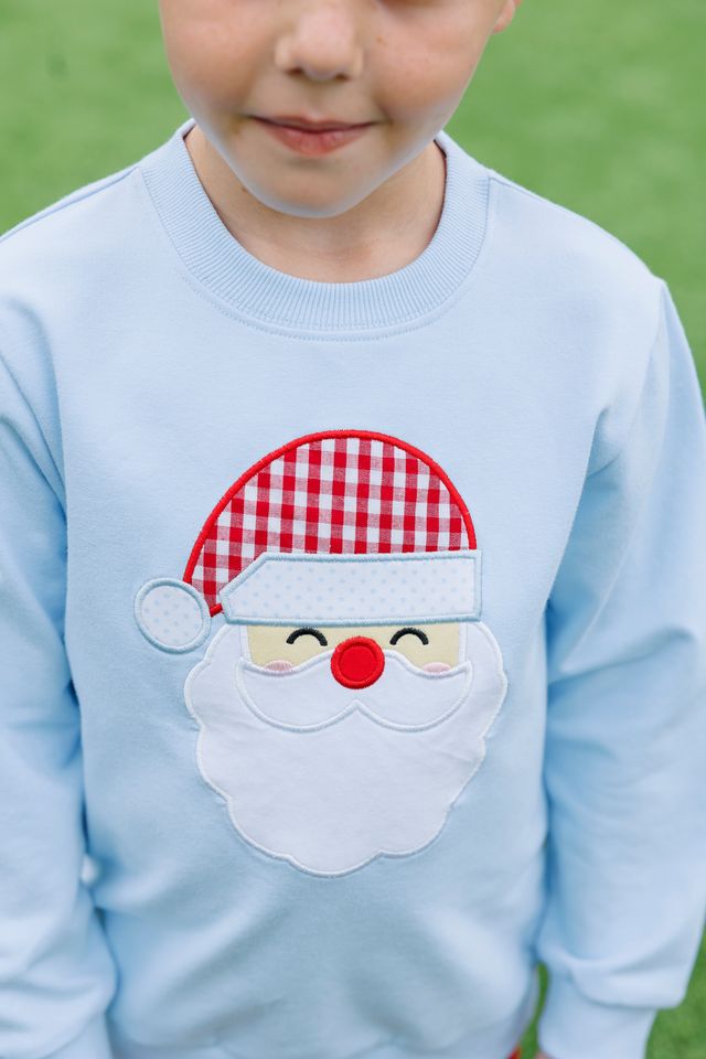 Santa French Terry Pullover, Light Blue