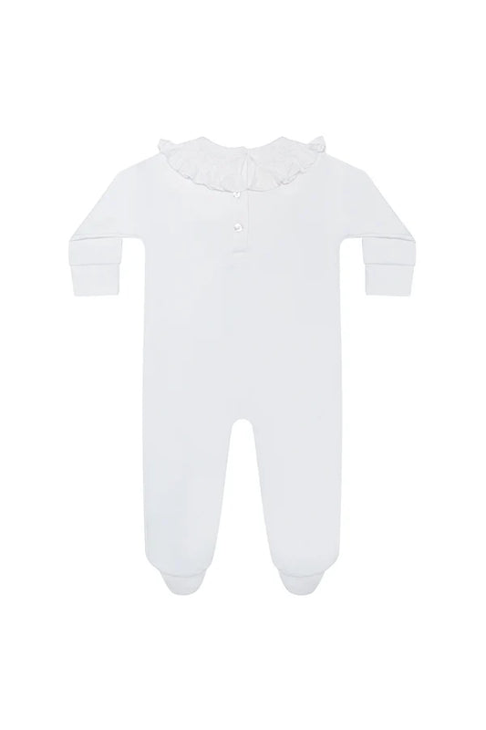 Princess Smocked Footie-White