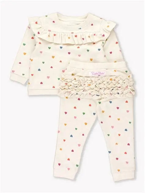 Rainbow Hearts Ruffle Jogger Set