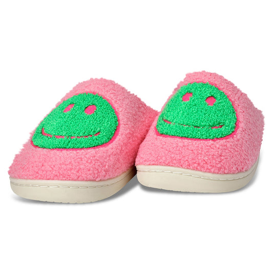 Pink And Green Happy Slippers