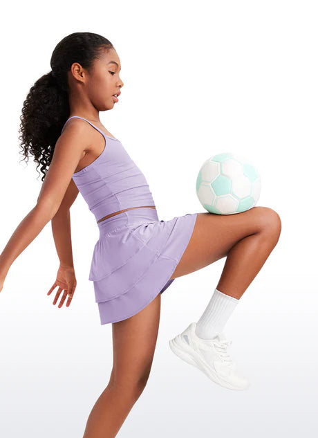 Lilac Athletic Ruffle Skirt with Shorts
