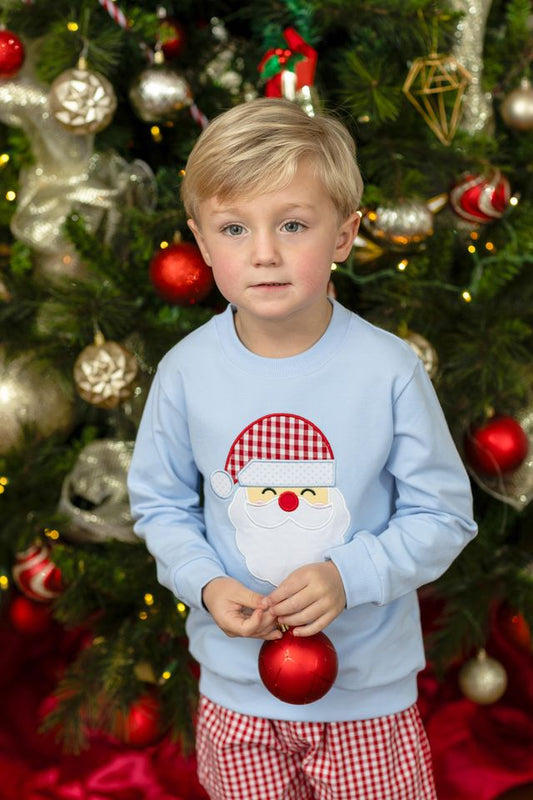 Santa French Terry Pullover, Light Blue