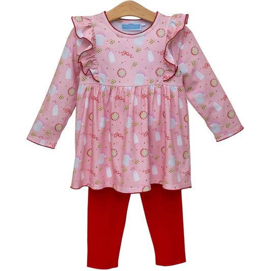 Milk and Cookies Ruffle Pants Set