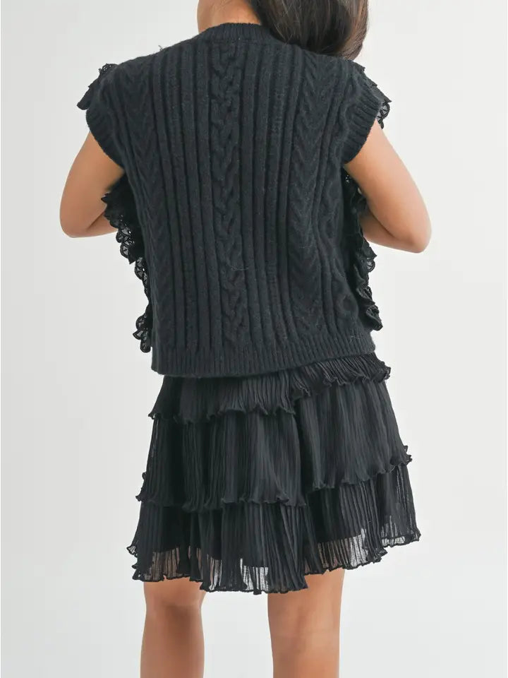 Black Lace Trim Vicky Sweater