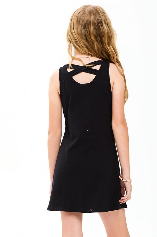 Cross Strap Back Mini Dress, Turquoise
